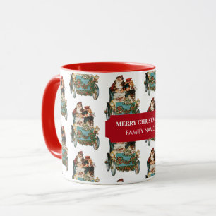 Vintage Antique Christmas Santa Claus Family Name  Mug