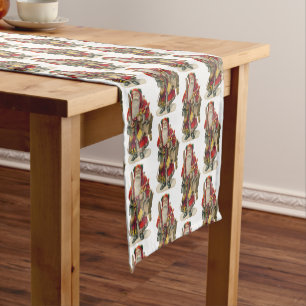 Vintage Antique Christmas Santa Claus  Short Table Runner
