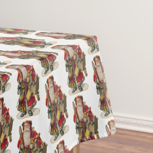 Vintage Antique Christmas Santa Claus Tablecloth (In Situ)