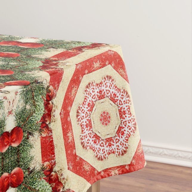 Vintage antique Christmas Themed Part 1 Ephemera Tablecloth (In Situ)
