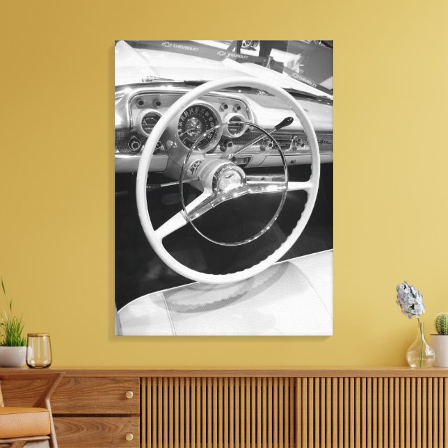 Vintage Antique Classic Car Chevrolet Wheel Canvas Print (Insitu(LivingRoom))