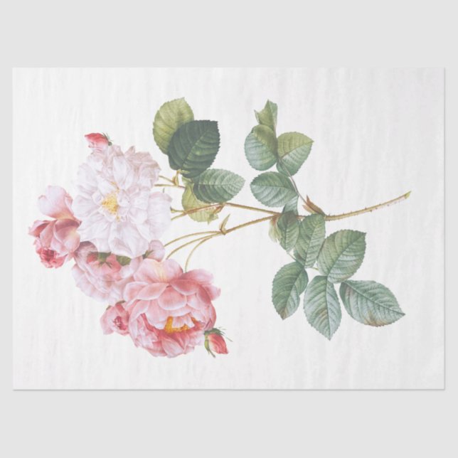 Vintage Antique Classic Hand-Painted Flowers Tissue Paper (Front)