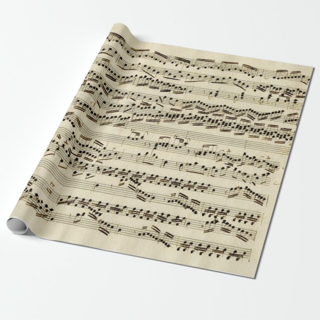 Vintage Antique Classical Music Manuscript Wrapping Paper (Unrolled)