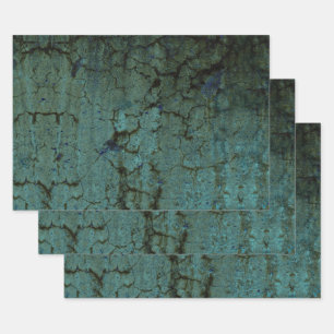 Vintage Antique Dark Green Grunge Texture Wrapping Paper Sheet