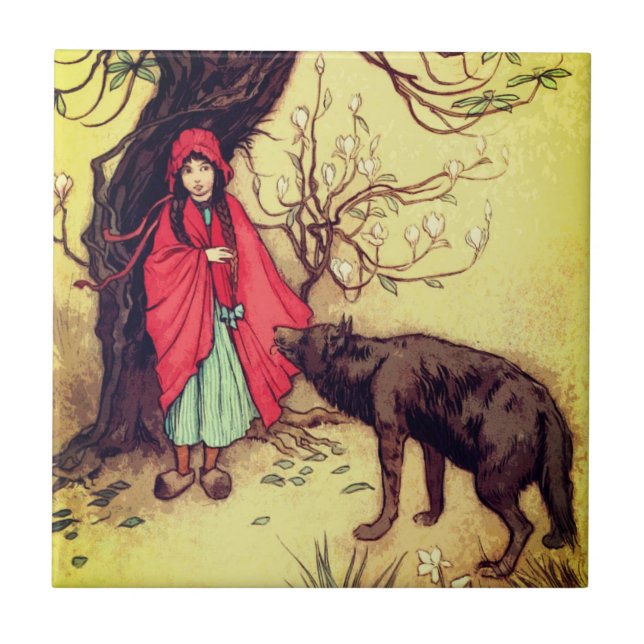 Vintage Antique Design Little Red Riding Hood Tile (Front)