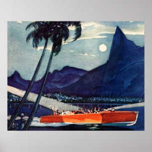 Vintage Antique Dodge Motor Boat Lycoming Sea Poster