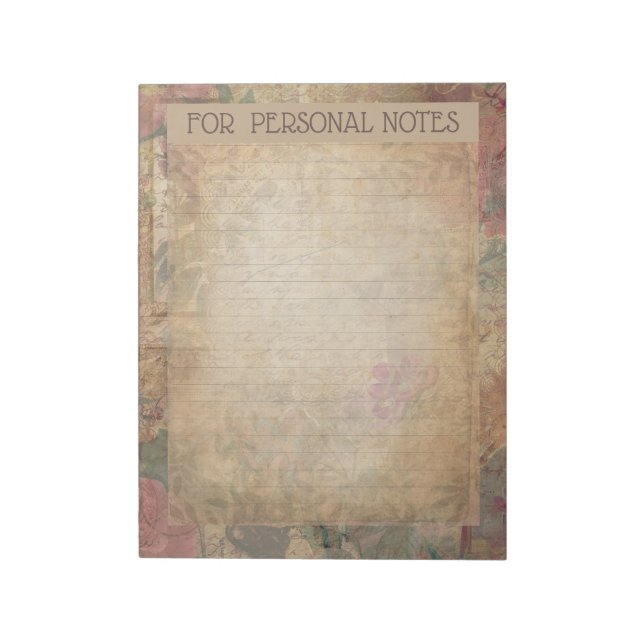 Vintage antique elegant floral abstract ephemera notepad (Rotated)