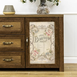 Vintage Antique Floral Opera Ephemera Decoupage Tissue Paper