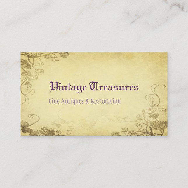 Vintage Antique Floral Rose Business Card (Front)