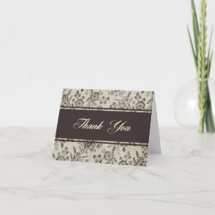 Vintage Antique Floral Thank You Personalised Card