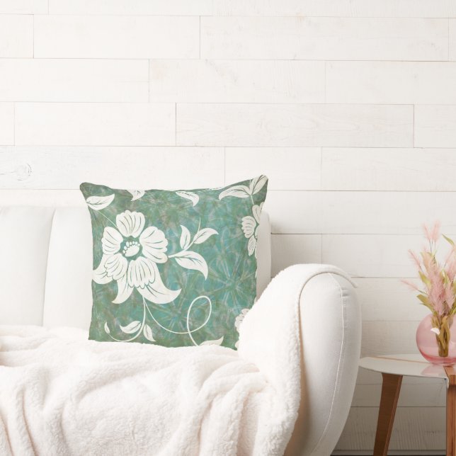 Vintage Antique Floral White Flowers Cushion (Couch)