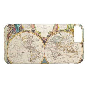Vintage Antique French Map of the World Circa 1755 iPhone 8/7 Case
