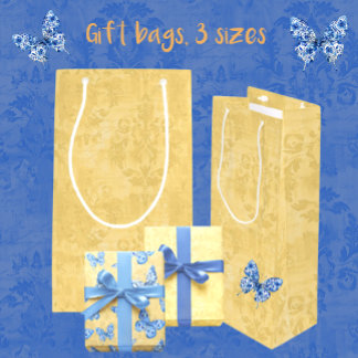 Vintage Antique Gold Damask Pattern Small Gift Bag