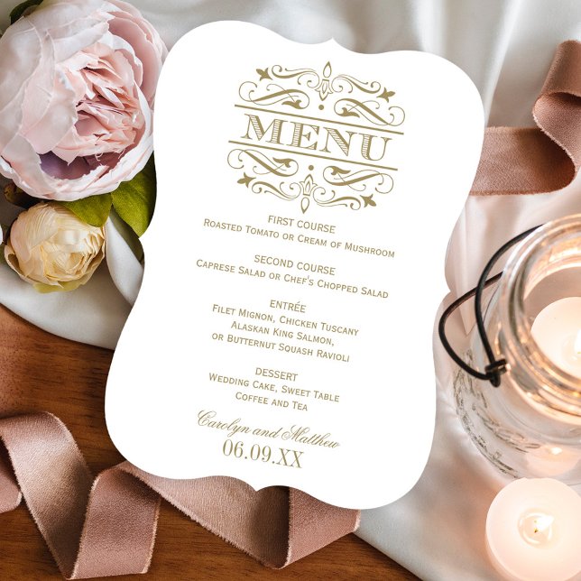 Vintage Antique Gold Flourish Wedding Menu (Creator Uploaded)