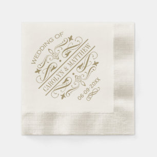 Vintage Antique Gold Flourish Wedding Monogram Napkin