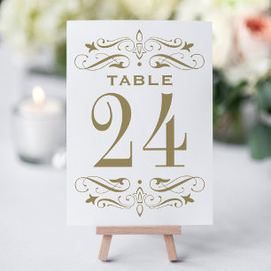 Vintage Antique Gold Flourish Wedding Table Number