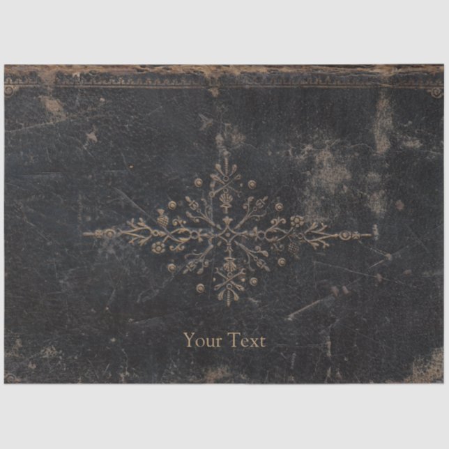 Vintage Antique Gold Leaf Leather Tissue Paper (Front)