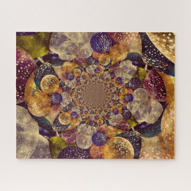 Vintage Antique Gold Purple Abstract Balloons Jigsaw Puzzle (Horizontal)