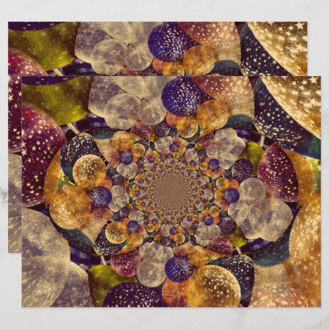 Vintage Antique Gold Purple Balloons Kaleidoscope (Front/Back)