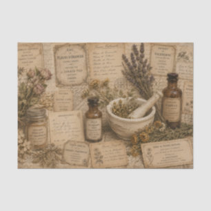 Vintage Antique Herbal Remedy Old Prescription Tissue Paper
