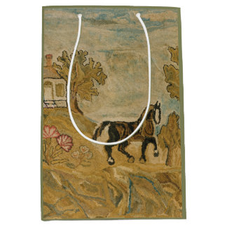 Vintage Antique Horse Image Medium Gift Bag
