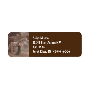 Vintage Antique Horse Woman Return Address Labels