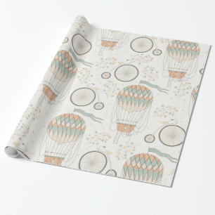Vintage Antique Hot Air Balloons and Bicycles Wrapping Paper