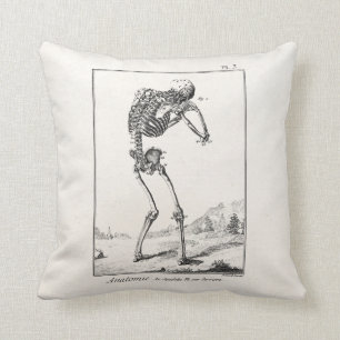 Vintage Antique Human Skeleton Medical Anatomy Cushion