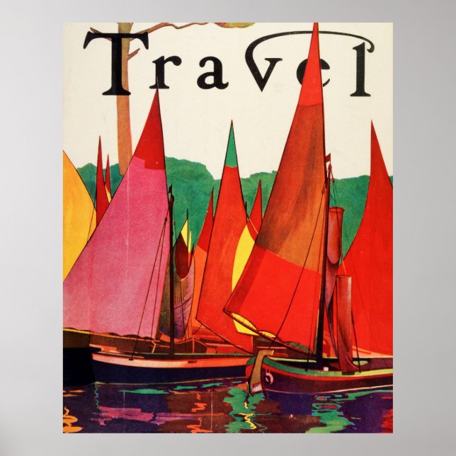 Vintage Antique Italy Travel Magazine Fishing Poster (Front)