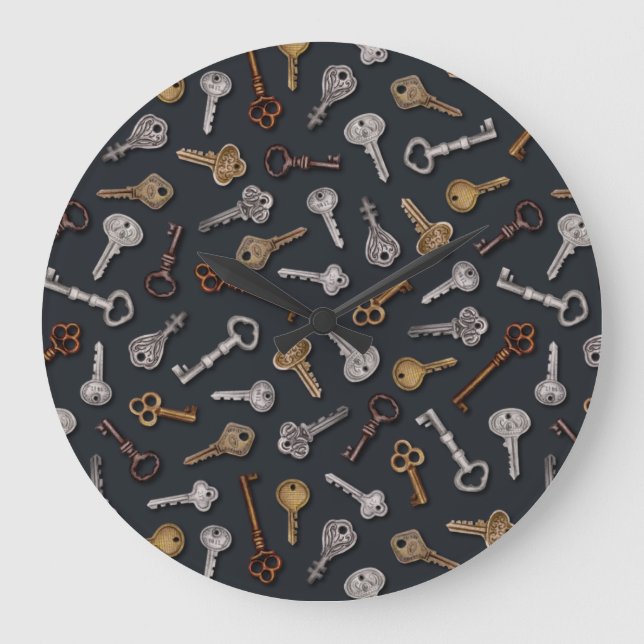 Vintage & Antique Keys Large Clock (Front)