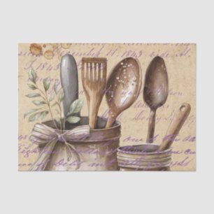Vintage Antique Kitchen Utensils Decoupage  Tissue Paper