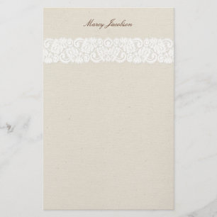 Vintage Antique Lace & Canvas Personal Stationery
