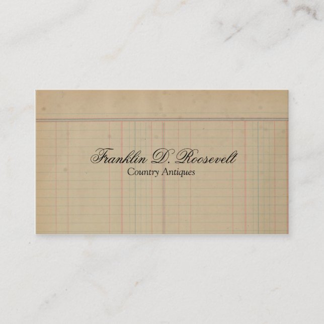 Vintage Antique Ledger Business Card (Front)