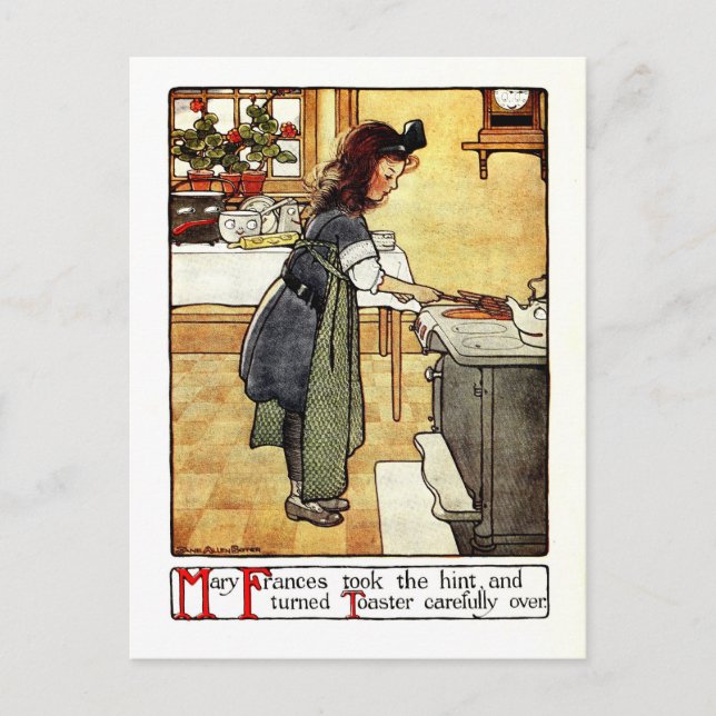 Vintage Antique little girl in the kitchen Postcard (Front)