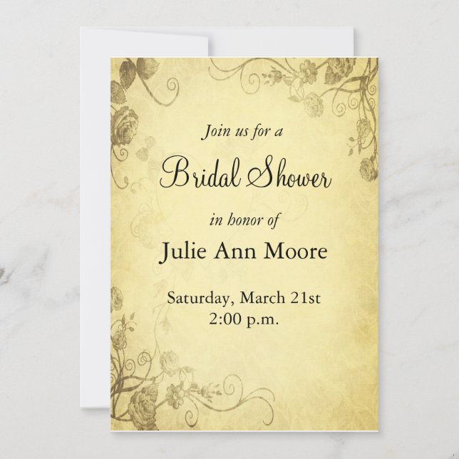 Vintage Antique Look Bridal Shower Invitation (Front)