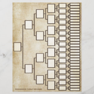 Vintage Antique Look Genealogy Lineage Sheet