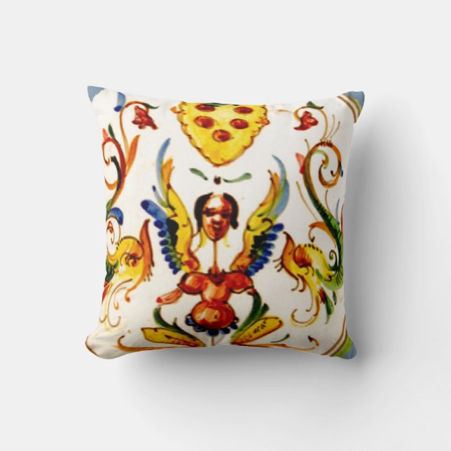 Vintage Antique Majolica Pottery Art Cushion (Front)