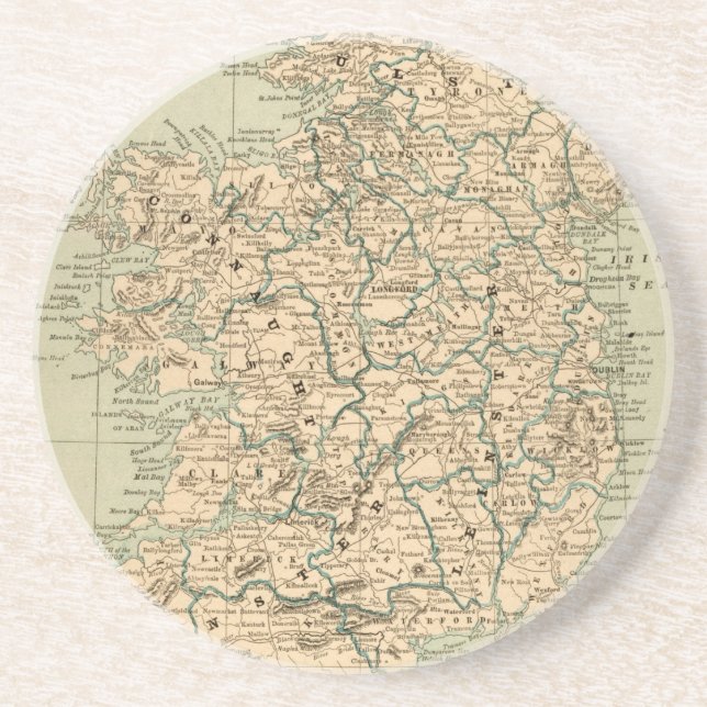 Vintage Antique Map Ireland Republic Northern Coaster (Front)