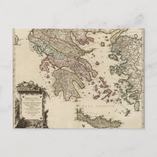 Vintage Antique Map of Ancient Greece Graecia Vetu Postcard