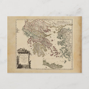 Vintage Antique Map of Ancient Greece Graecia Vetu Postcard