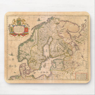Vintage Antique Map of Old Scandinavia Mouse Mat
