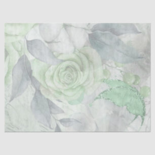 Vintage Antique Mint Rose Butterfly Decoupage Tissue Paper