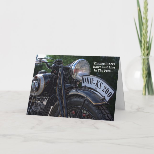 Vintage Antique Motorcycle Rider Greeting Card (Front)