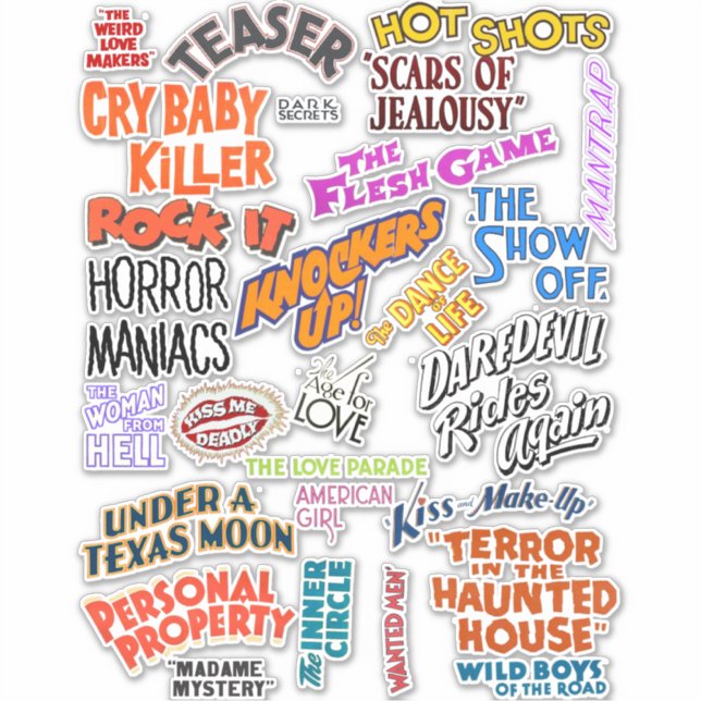 vintage Antique Movie titles Words Phrases Quotes (Front)