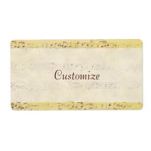 Vintage Antique Musical Notes Custom Labels