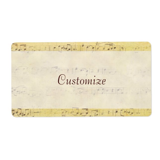 Vintage Antique Musical Notes Custom Labels (Front)