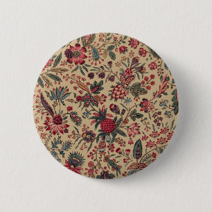 Vintage Antique Needlework Floral Furnishing 6 Cm Round Badge