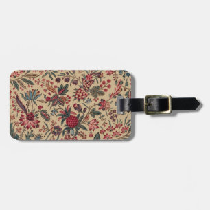 Vintage Antique Needlework Floral Furnishing Luggage Tag
