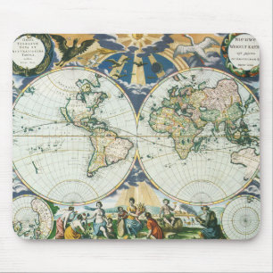 Vintage Antique Old World Map, 1666 by Pieter Goos Mouse Mat