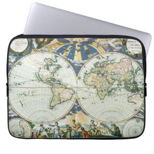 Vintage Antique Old World Map by Pieter Goos, 1666 Laptop Sleeve